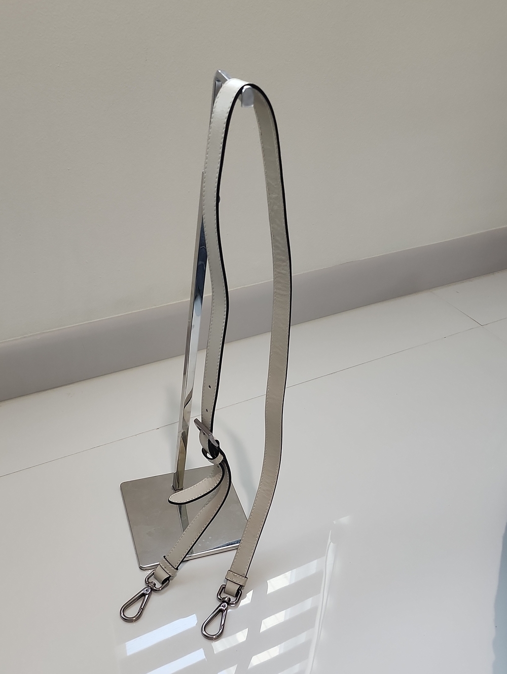 Prada Adjustable Leather Bag Strap with Silver Hardware